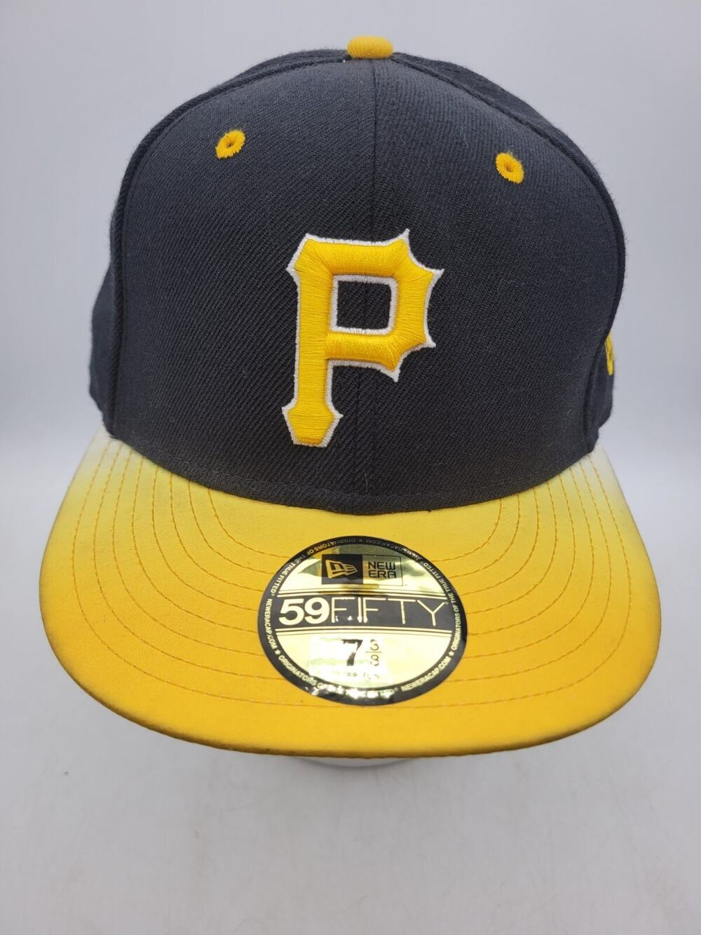 New Era Pittsburgh Pirates MLB Black Yellow Brim fade 7 3/8 59 Fifty Fitted Hat